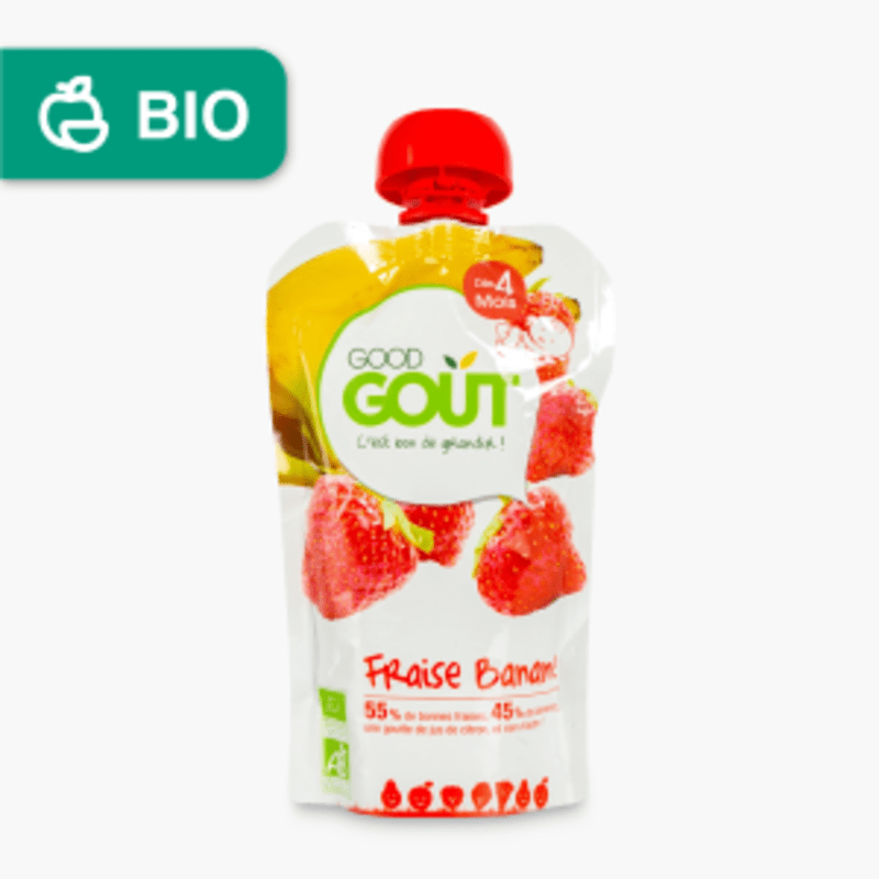 Dès 4 mois - Good Goût Compote de fraises et bananes Bio (120g)