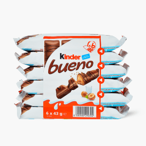 Kinder Bueno Barres chocolatées lait et noisette x12 258g 