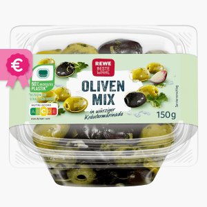 Rewe Beste Wahl Oliven Mix 150g Rewe Beste Wahl Oliven Mix 150g