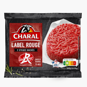 Charal - Steaks hachés de boeuf 12% de matières grasses Label Rouge (2x130g) Charal - Steaks hachés de boeuf 12% de matières grasses Label Rouge (2x130g)