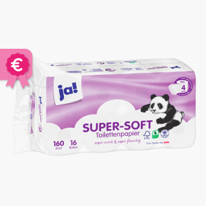Ja! Toilettenpapier Super-Soft 4-lagig 16x160 Blatt Ja! Toilettenpapier Super-Soft 4-lagig 16x160 Blatt