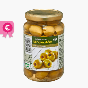 Carrefour - Olives vertes dénoyautées (160g) Carrefour - Olives vertes dénoyautées (160g)