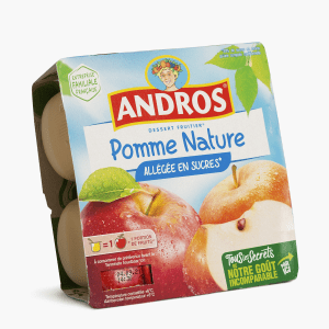 ANDROS Spécialité pomme fraise sans sucres ajoutés 4x100g pas cher 