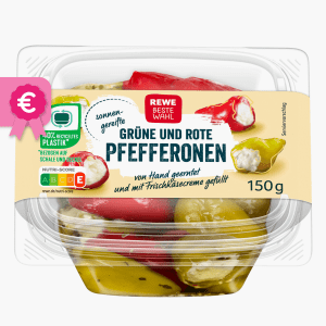 Rewe Beste Wahl Pfefferonen Grüne und Rote 150g Rewe Beste Wahl Pfefferonen Grüne und Rote 150g
