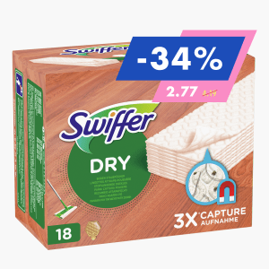 Swiffer Recharge lingette Dry Balai attrape poussière x18