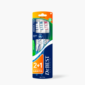 Dr. Best Zahnbürste Hoch-Tief Mittel 2+1 Stück Dr. Best Zahnbürste Hoch-Tief Mittel 2+1 Stück