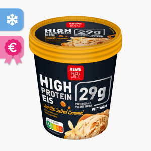 Rewe Beste Wahl High Protein Eis Vanille Salted Caramel 500ml Rewe Beste Wahl High Protein Eis Vanille Salted Caramel 500ml