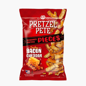 Pretzel Pete Pretzel Pieces Smokey Bacon Cheddar 160g Pretzel Pete Pretzel Pieces Smokey Bacon Cheddar 160g