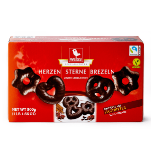 Weiss Lebkuchen Herzen, Sterne & Brezeln Zartbitter 500g Weiss Lebkuchen Herzen, Sterne & Brezeln Zartbitter 500g