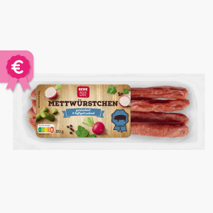 Rewe Beste Wahl Mettwürstchen geräuchert 80g Rewe Beste Wahl Mettwürstchen geräuchert 80g