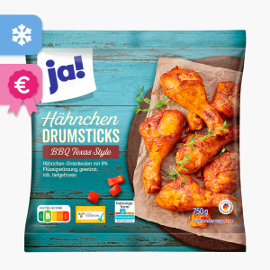 Ja! Hähnchen-Drumsticks BBQ Texas Style 750g Ja! Hähnchen-Drumsticks BBQ Texas Style 750g