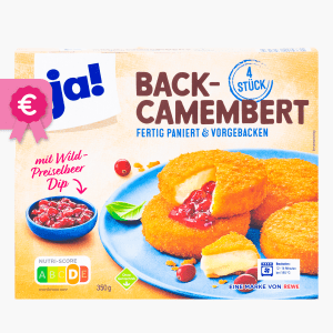 Ja! Backcamembert mit Wild-Preiselbeerdip 45% Fett i. Tr. 350g Ja! Backcamembert mit Wild-Preiselbeerdip 45% Fett i. Tr. 350g