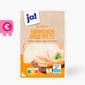 Ja! Delikatess-Hähnchenbrustfilet mit feiner Rauchnote 100g Ja! Delikatess-Hähnchenbrustfilet mit feiner Rauchnote 100g
