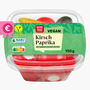 Rewe Beste Wahl Vegan Kirschpaprika Gefüllt 150g Rewe Beste Wahl Vegan Kirschpaprika Gefüllt 150g