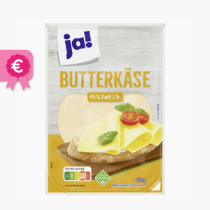 Ja! Butterkäse Scheiben 45% Fett i. Tr. 400g Ja! Butterkäse Scheiben 45% Fett i. Tr. 400g