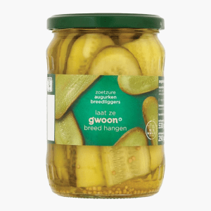 G'Woon Augurken Breedliggers Zoetzuur 530gr G'Woon Augurken Breedliggers Zoetzuur 530gr