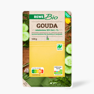 Rewe Bio Gouda in Scheiben 50% 150g Rewe Bio Gouda in Scheiben 50% 150g