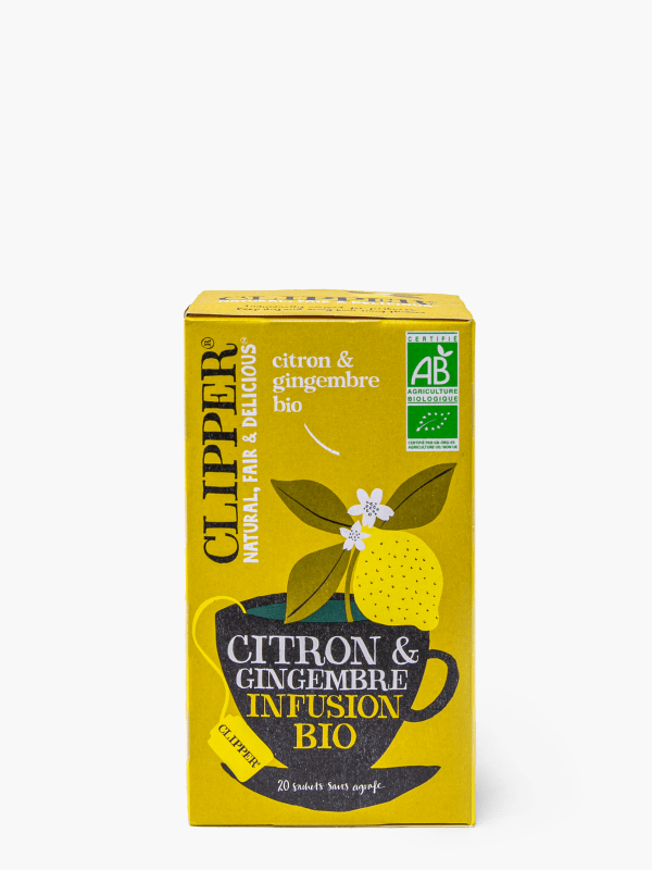 Clipper - Citron et Gingembre - infusion bio (50 g) commandez en ligne avec  Flink !