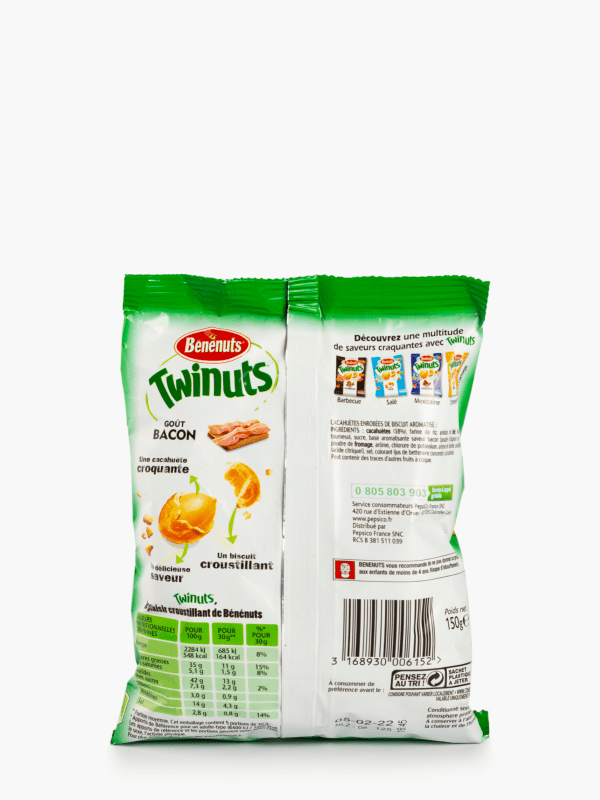 Cacahuètes enrobées Bacon format familial Twinuts Bénénuts - 260g