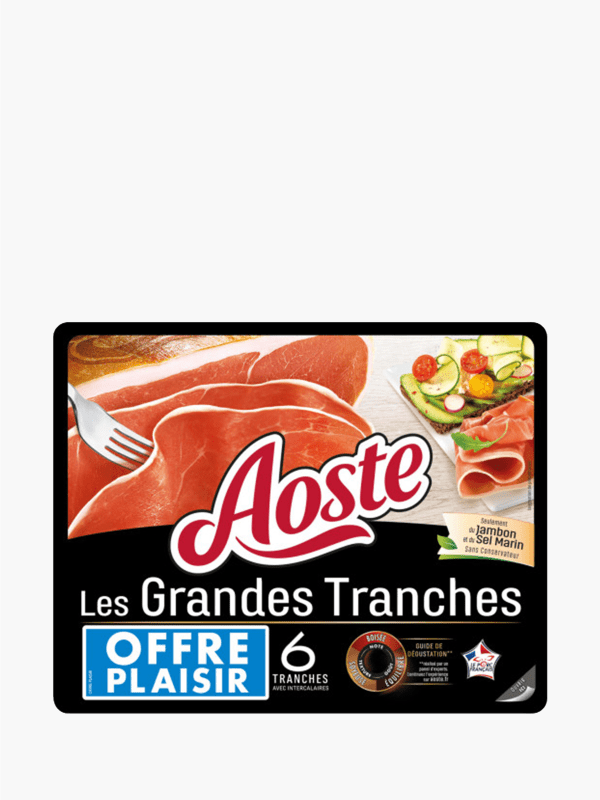 Jambon cru les Grandes Tranches - 6 tranches - Aoste (165g)