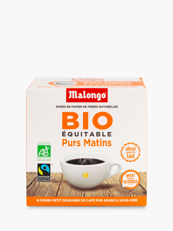 Café dosettes Compatibles Malongo pur matin arabica bio MALONGO CAFE : la  boite de 16 dosettes à Prix Carrefour