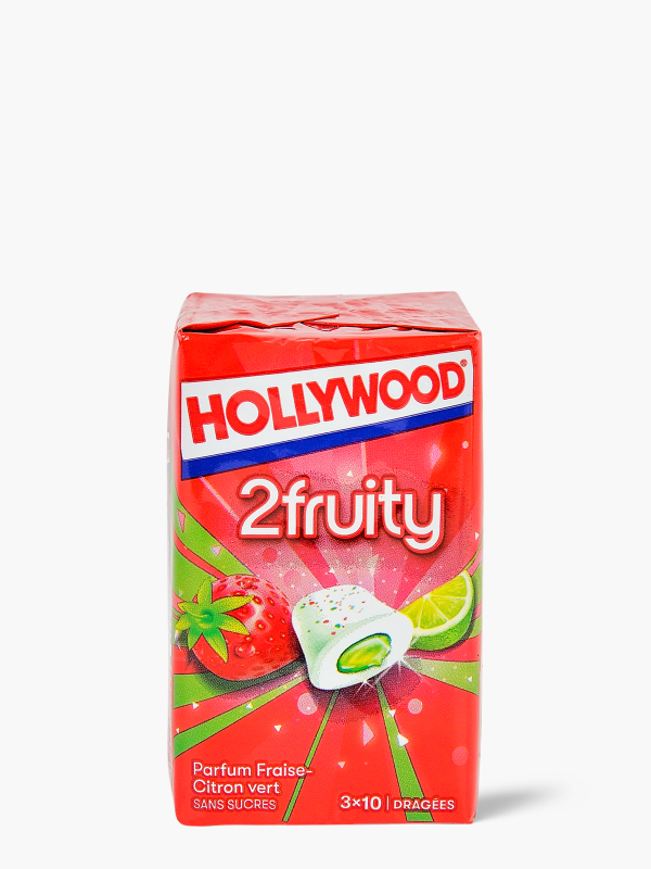 Hollywood - Fraise & citron vert, chewing-gum sans sucres x3 packs