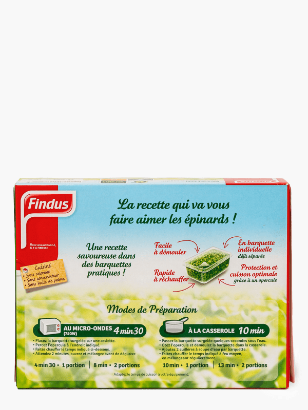 FINDUS Épinards hachés à la crème fraîche 4 portions 1kg pas cher 