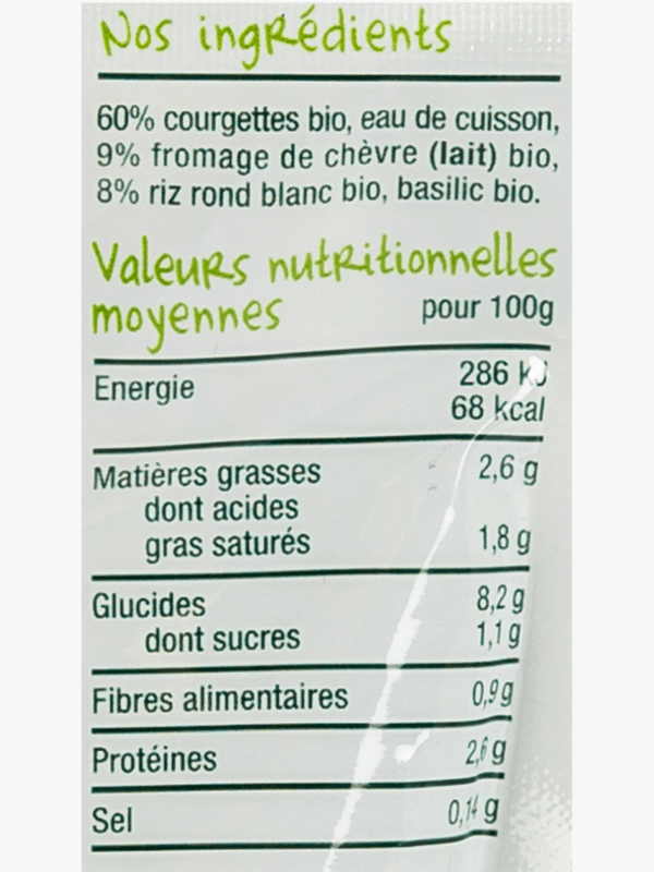 Risotto de Courgettes au Chèvre Bio - Dès 8 mois, 190g