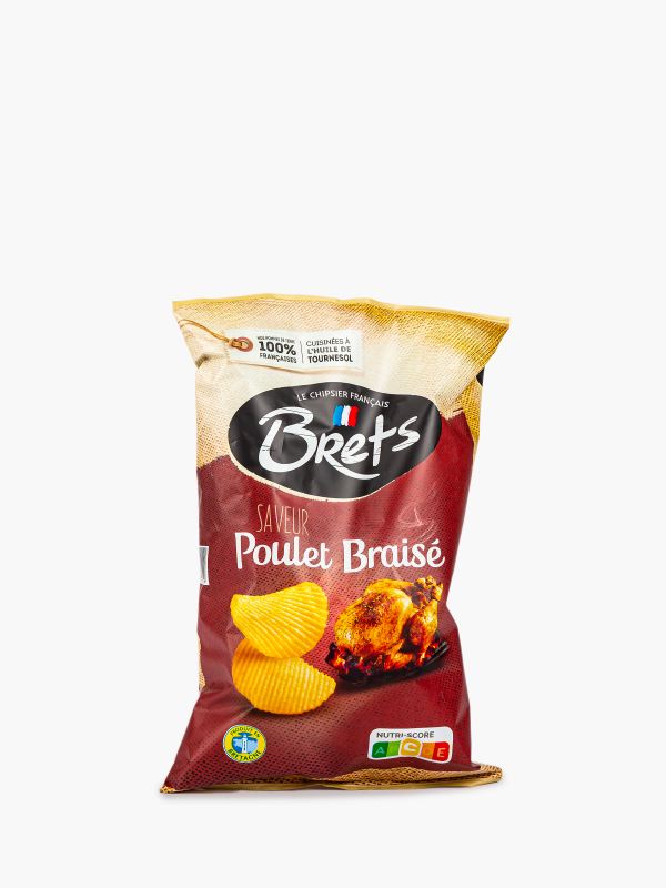 BRETS Chips ondulées saveur poulet braisé 125g pas cher 