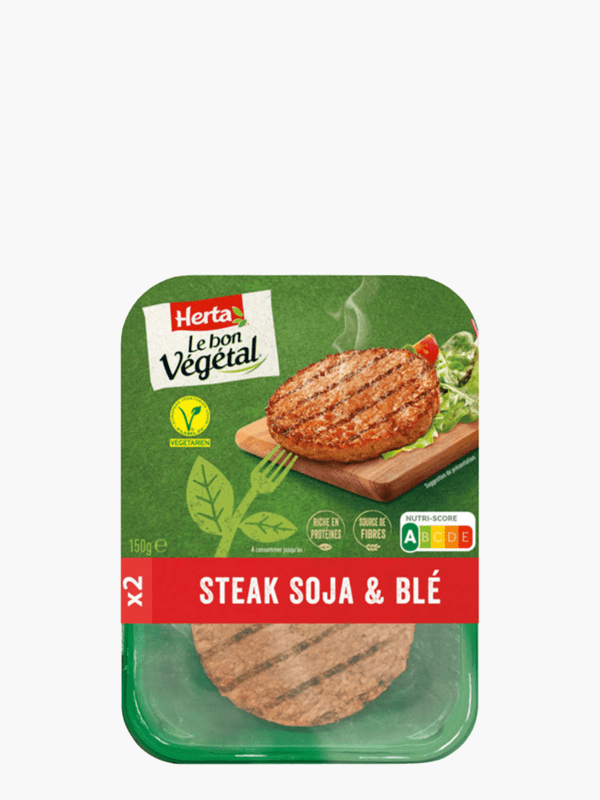 Steak cru soja et blé à griller Le Bon Végétal, Herta (x 2, 226 g)