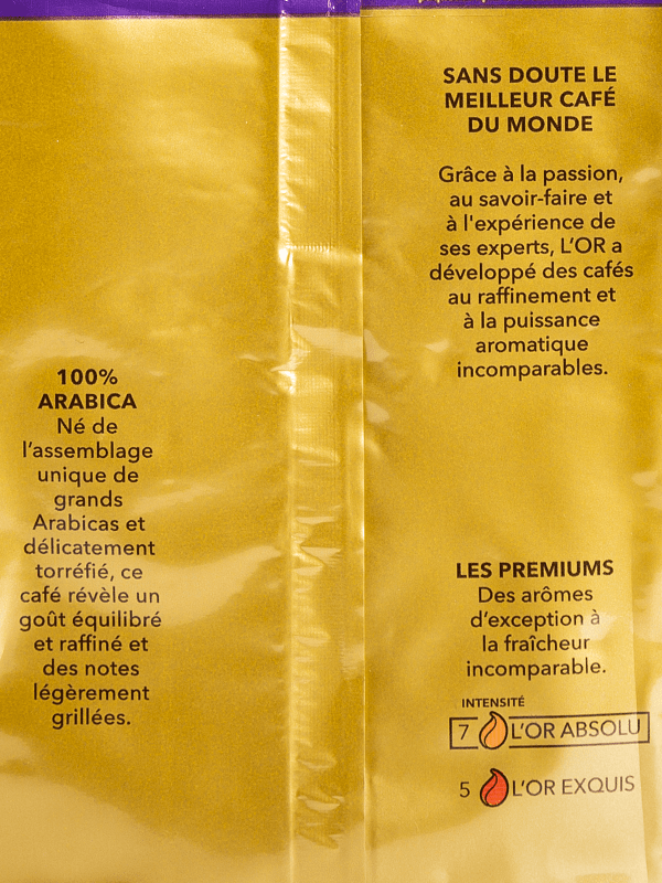 L'OR Paquet de 250g de café moulu intense 100% Arabica