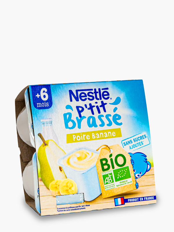 Nestlé - P'tit Brassé Dessert Lacté Poire Coupelle Bébé Dès 6 mois