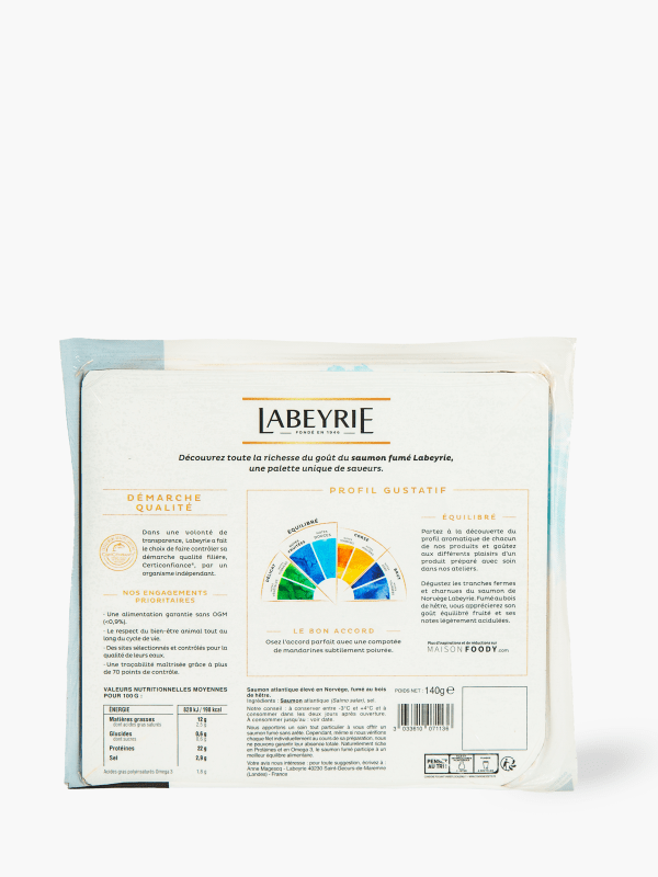 Saumon fumé Le Norvège (-25% de sel) - Labeyrie - 150 g (4 tranches minimum)