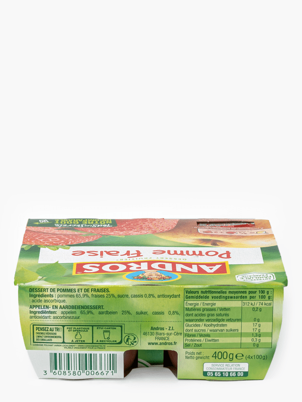 Livraison à domicile Andros Pomme Fraise, 4x100g