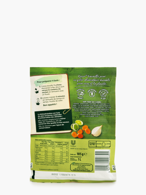 Knorr - Soupe déshydratée aux 9 légumes, pomme de terre, carotte