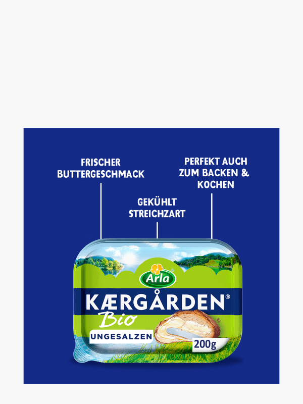 Arla Kaergarden Bio Ungesalzen Butter 200g bei Flink online bestellen!