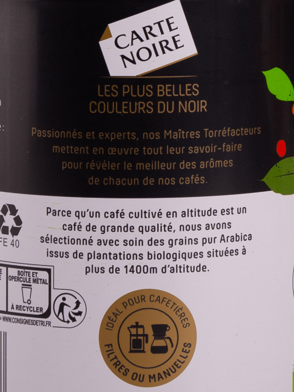 Destockage CARTE NOIRE - Café Moulu Bio - Alimentaire