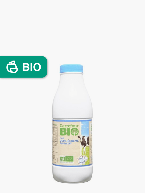 Lait Demi-Écrémé BIO UHT, Bouteille 1L