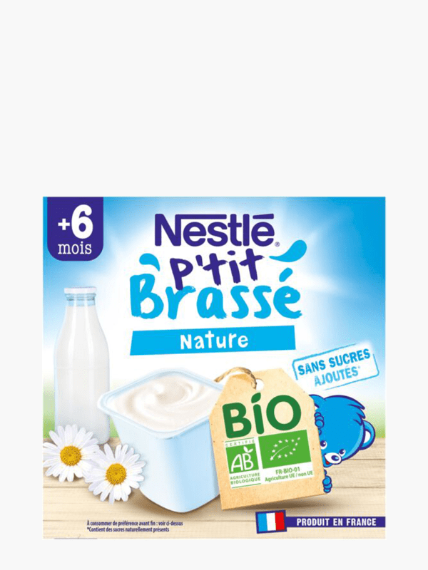 Nestlé Bébé P'tit Brassé Nature sans sucres ajoutés - Laitage dès