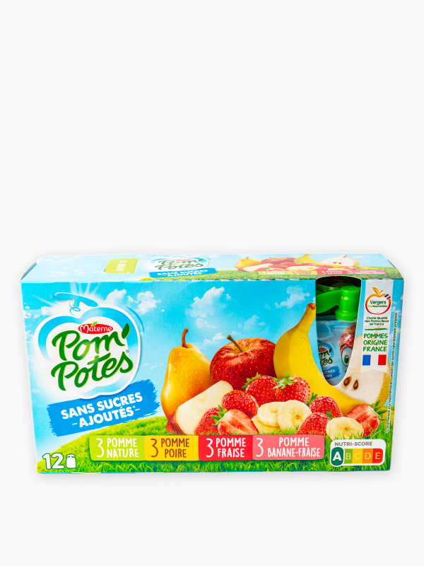 Compotes en gourde assortiment POM'POTES : les 96 gourdes de 90 g à Prix  Carrefour