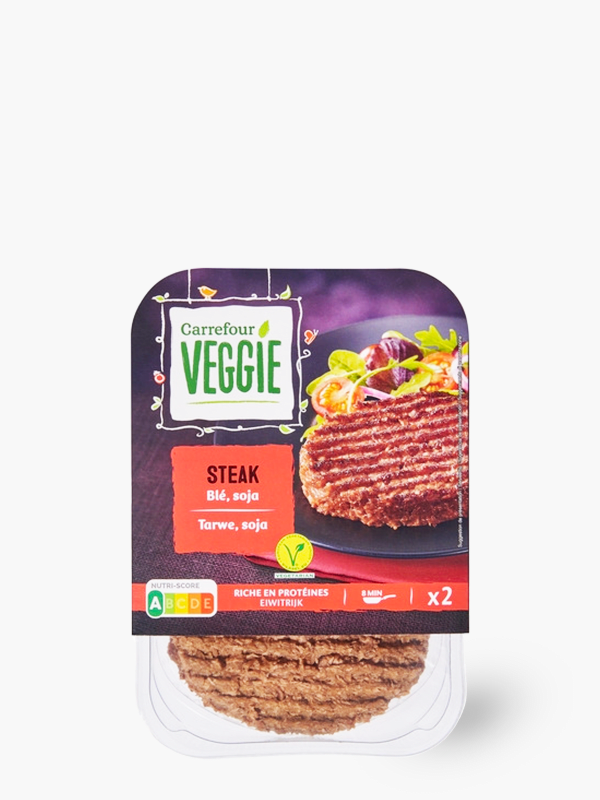 Carrefour Veggie - Steaks végétaux blé soja (2x90g)