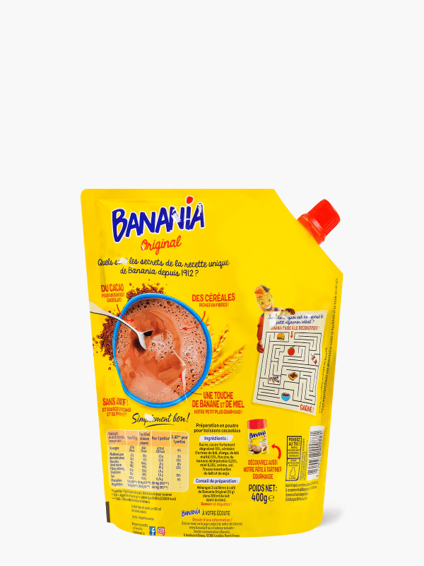 BANANIA Chocolat en poudre en poche 400g pas cher 