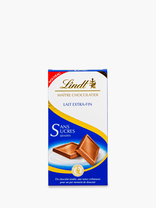 Lindt - Tablette de chocolat au lait sans sucres ajoutés (100g) commandez  en ligne avec Flink !