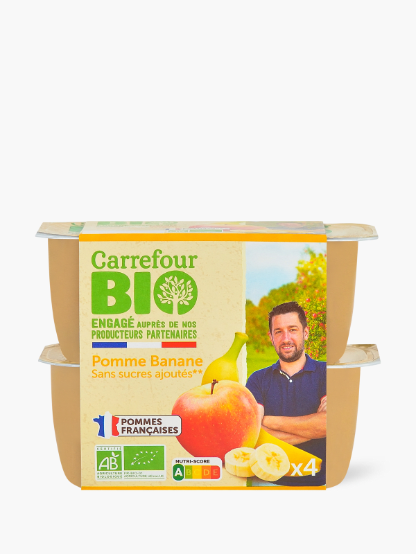 Compote bio de fruits sans sucres ajoutés CARREFOUR BIO