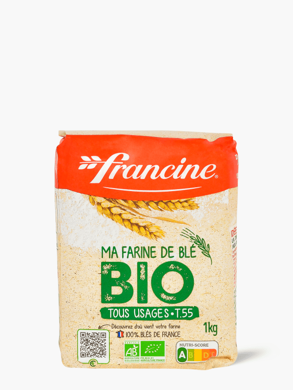 Farine de blé fluide T45 / Garantie anti-grumeaux, Francine (1 kg