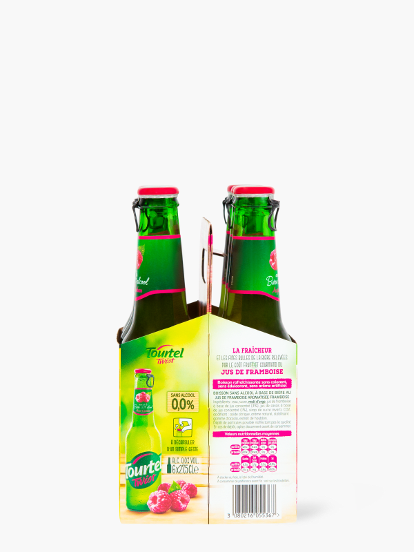 Pack de bière sans alcool aromatisée framboise, Tourtel Twist (6 x 27,5 cl)