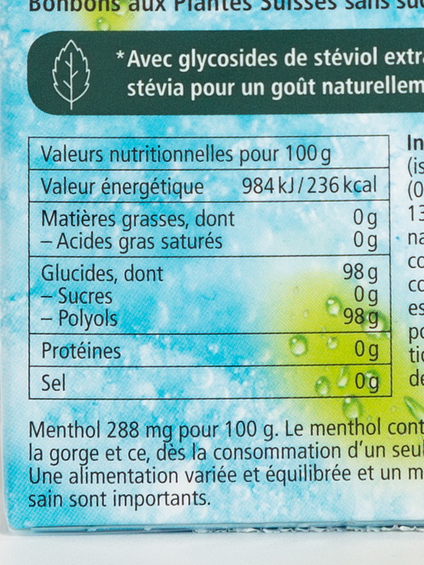 Ricola Bonbons citron vert, thé vert sans sucre ajouté 50g 