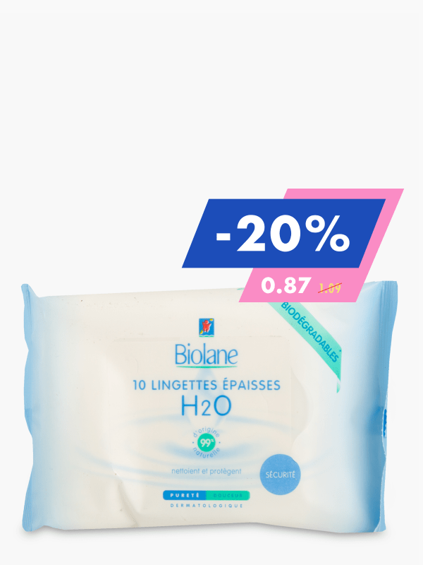 Lingettes Biolane épaisses H2O à l'hydra-bléïne (x10) commandez en ligne  avec Flink !