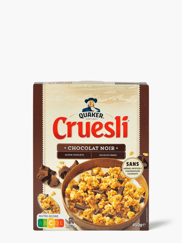 Cruesli au chocolat noir, Quaker (450 g)  Bam courses : Courses en Ligne  moins chères qu'au supermarché