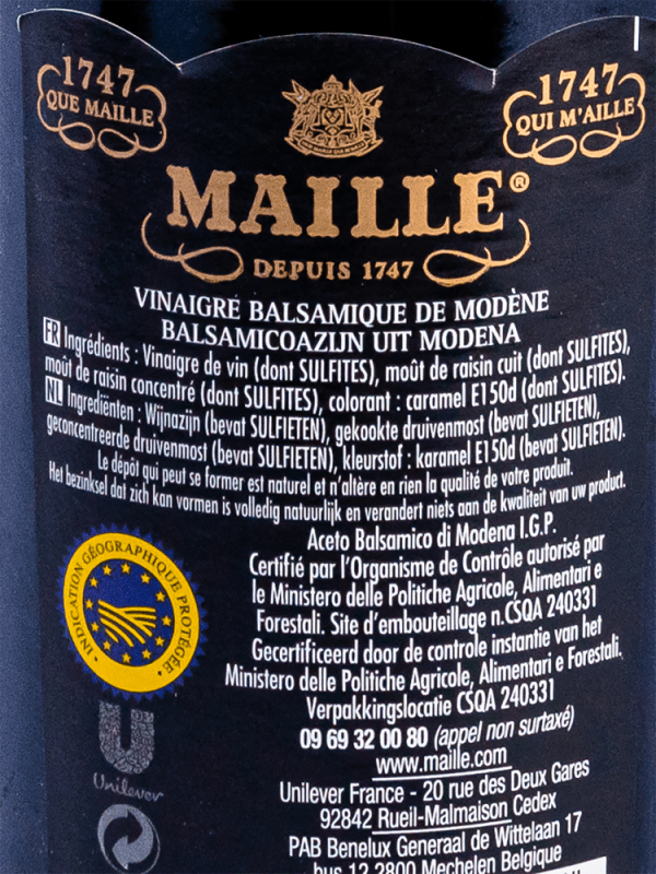Maille Vinaigre balsamique de Modène - La bouteille de 50cl